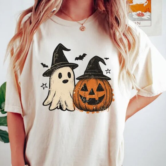 Tops - Halloween Ghost Pumpkin Tshirt, Spooky Season Tee